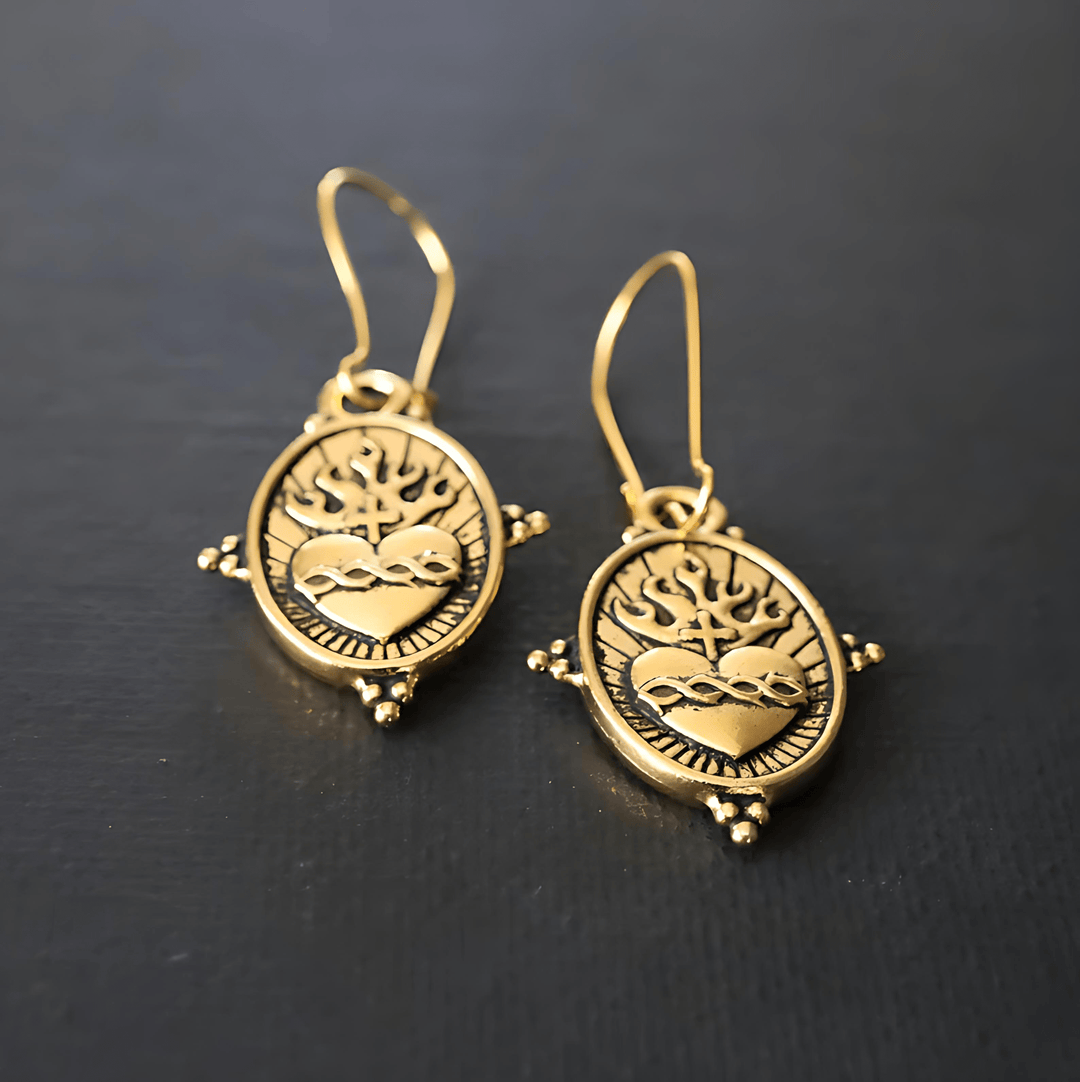 FREE Today: Vintage Style Sacred Heart Dangle Earrings: Faith & Devotion Jewelry - image 5