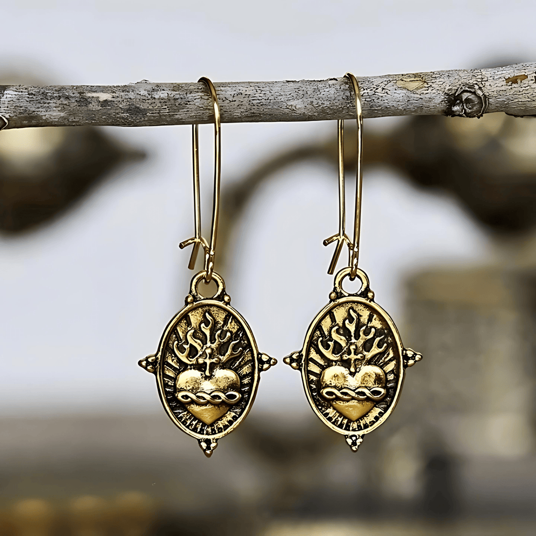 FREE Today: Vintage Style Sacred Heart Dangle Earrings: Faith & Devotion Jewelry - Sacred Heart - image 1