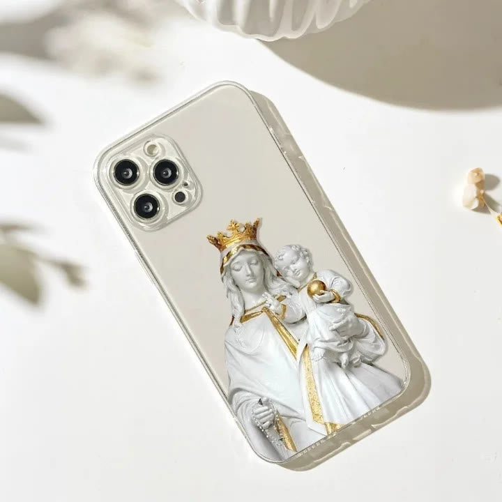 Christianartworkshop Virgin Mary with Rosary & Baby Jesus Phone Case: Elegant Religious Artwork - image 2