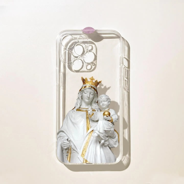 Christianartworkshop Virgin Mary with Rosary & Baby Jesus Phone Case: Elegant Religious Artwork - image 4