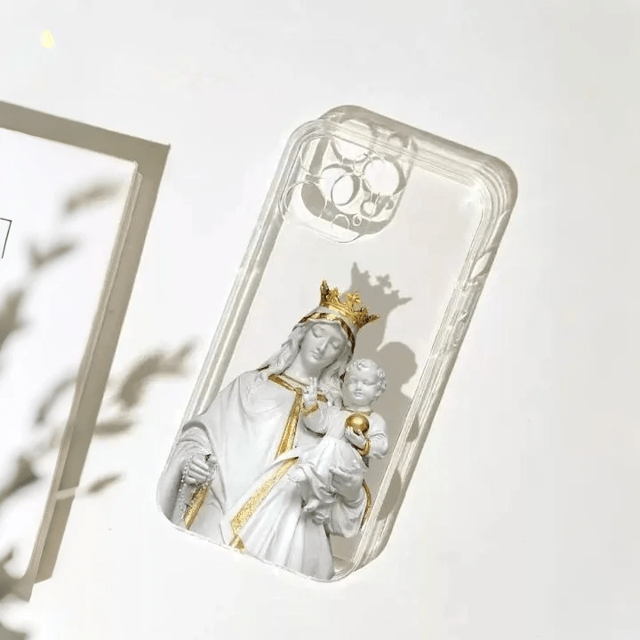 Christianartworkshop Virgin Mary with Rosary & Baby Jesus Phone Case: Elegant Religious Artwork - image 3