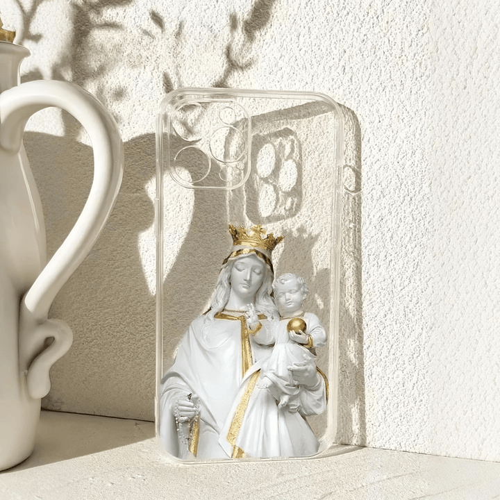 Christianartworkshop Virgin Mary with Rosary & Baby Jesus Phone Case: Elegant Religious Artwork - iPhone 16Pro Max - image 1