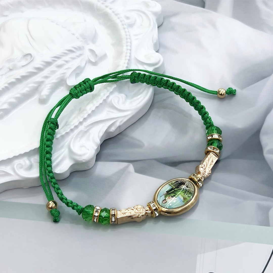 Christianartworkshop St. Jude Green Rope Adjustable Bracelets for Blessings and Divine Guidance - Green - image 1