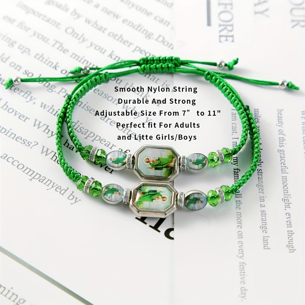 Christianartworkshop St. Jude Green Rope Adjustable Bracelets for Blessings and Divine Guidance - image 2