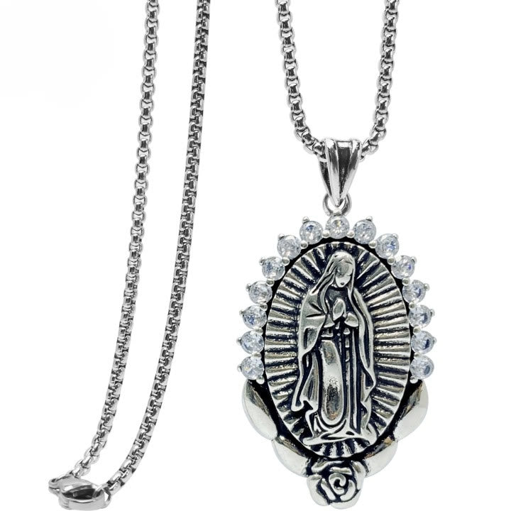 Christianartworkshop Our Lady Pendant Necklace: Sacred Halo and Rose Symbol - image 5