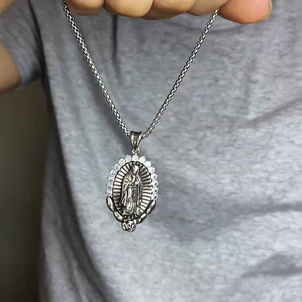Christianartworkshop Our Lady Pendant Necklace: Sacred Halo and Rose Symbol - image 2
