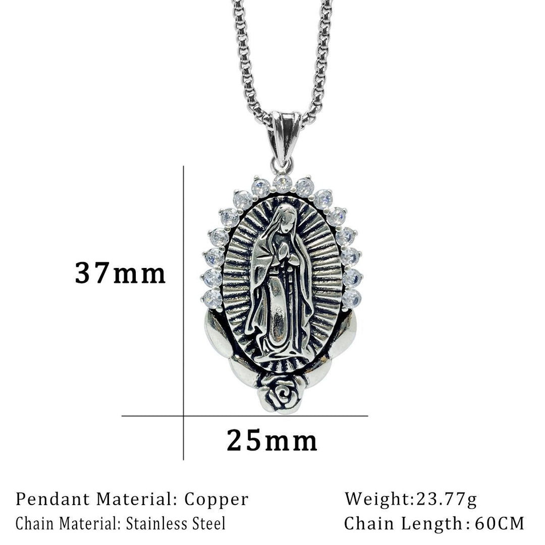 Christianartworkshop Our Lady Pendant Necklace: Sacred Halo and Rose Symbol - image 3