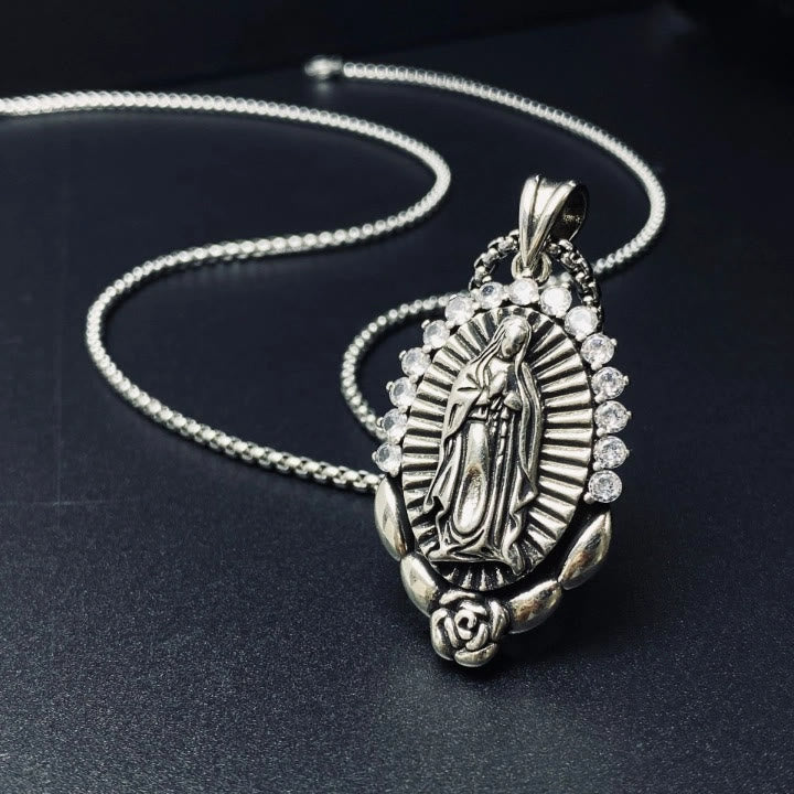 Christianartworkshop Our Lady Pendant Necklace: Sacred Halo and Rose Symbol - Our Lady - image 1