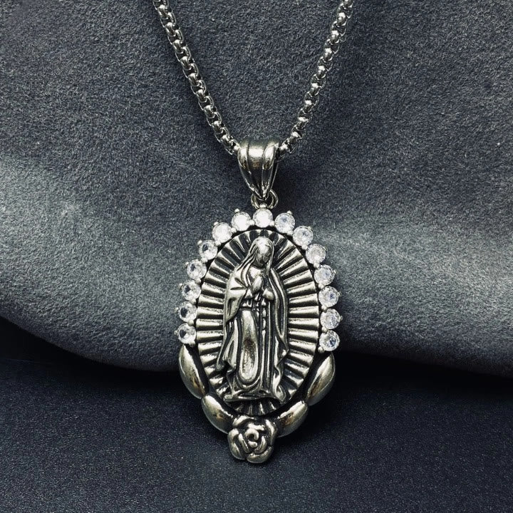 Christianartworkshop Our Lady Pendant Necklace: Sacred Halo and Rose Symbol - image 6