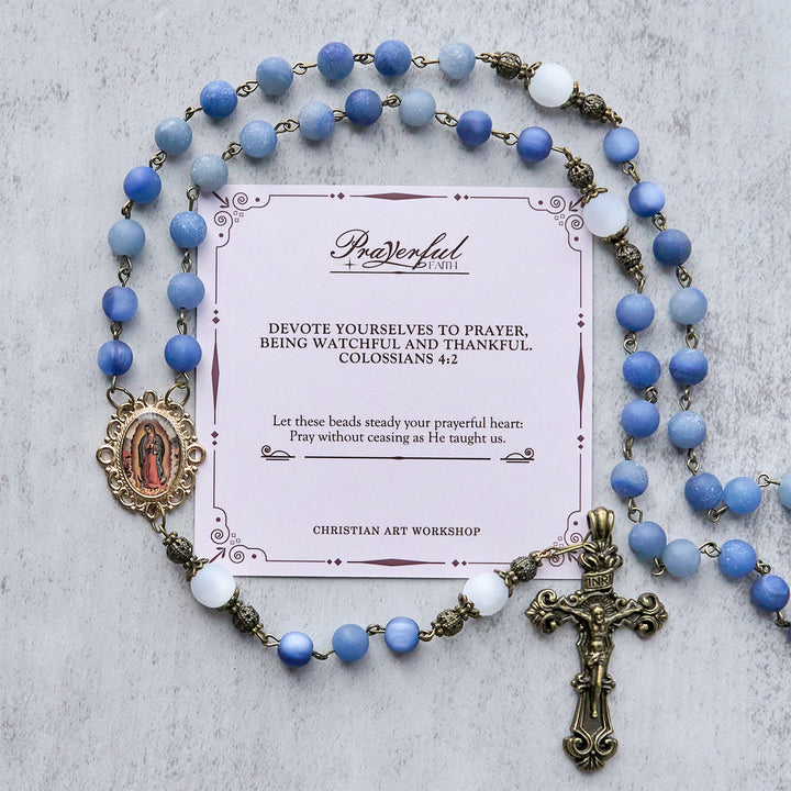 Christianartworkshop PRAYERFUL FAITH: Handmade Rosary with Natural Blue Aventurine Beads - PRAYERFUL FAITH - image 1