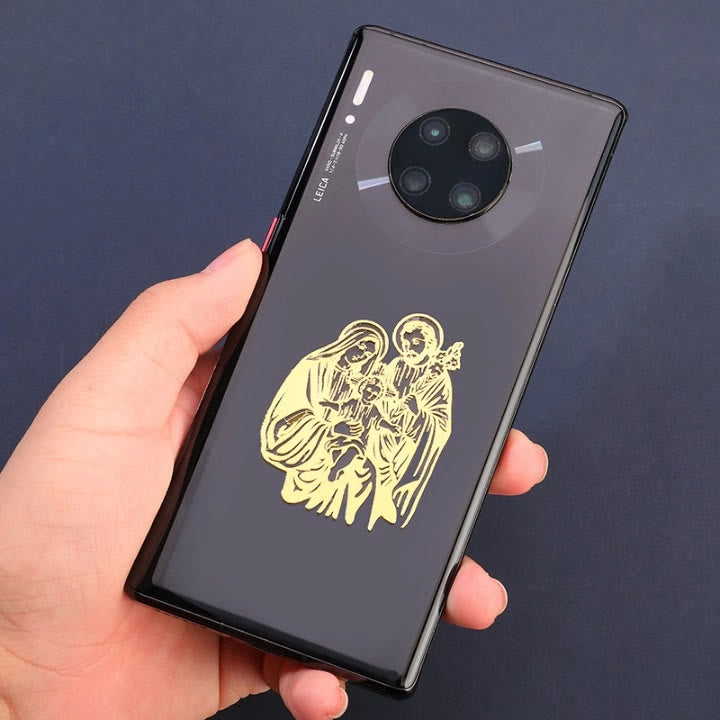 Christianartworkshop Golden Saint Sticker for Phone: Multiple Holy Figures Available - Holy Family - image 1