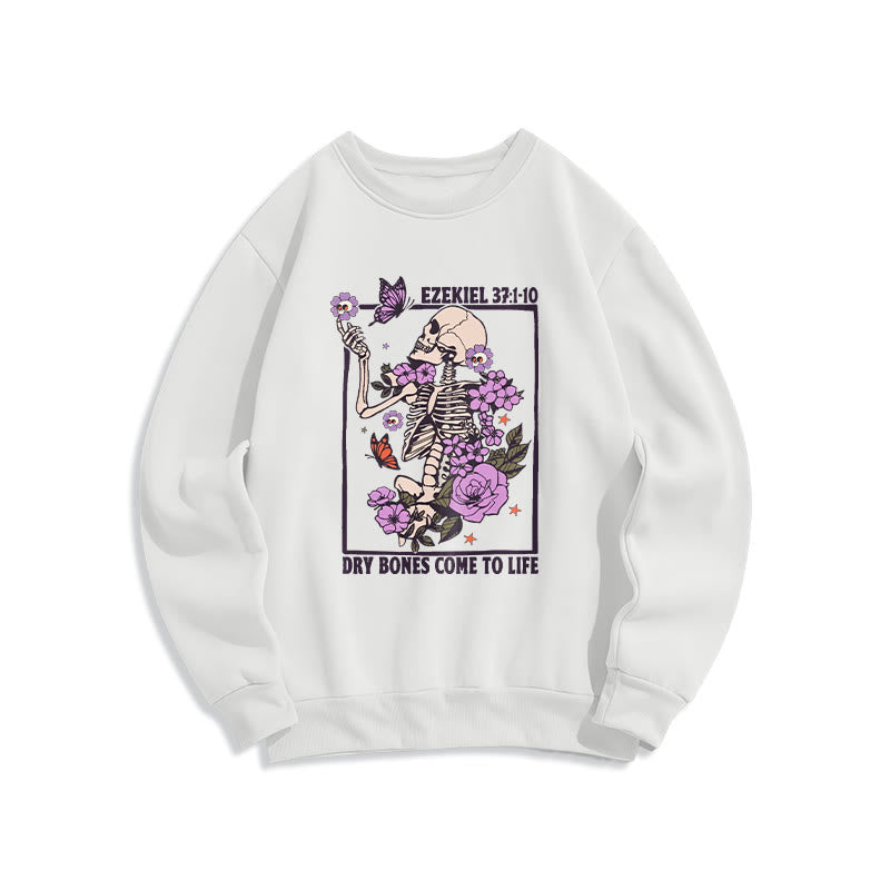 Christianartworkshop Dry Bones Rise in Faith Fleece Lined Polyester Sweatshirt - White - 2XL - image 3