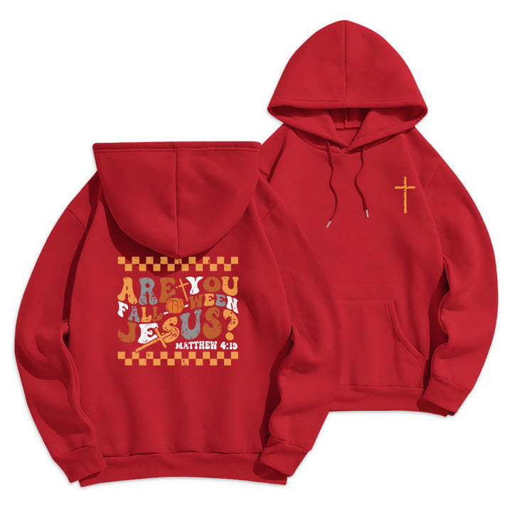Christianartworkshop Follow Jesus This Fall Matthew 419 Fleece Lined Polyester Hoodie - Red - 2XL - image 7