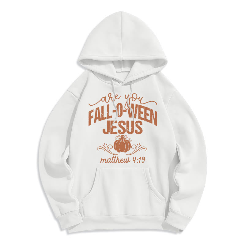 Christianartworkshop Fall for Jesus Pumpkin Faith Fleece Lined Polyester Hoodie - White - 2XL - image 1