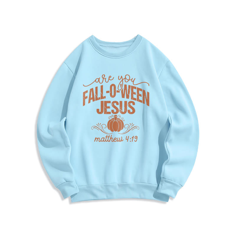Christianartworkshop Fall for Jesus Pumpkin Faith Fleece Lined Polyester Sweatshirt - Blue - 2XL - image 1