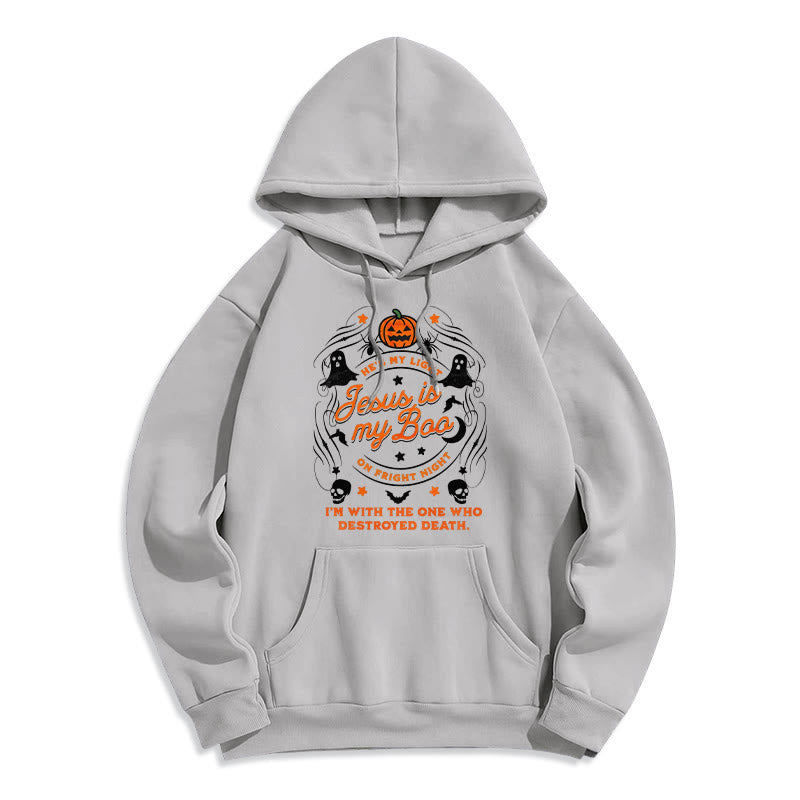 Christianartworkshop Jesus is My Boo with Holy Ghost Style Fleece Lined Polyester Hoodie - Grey - 2XL - image 6