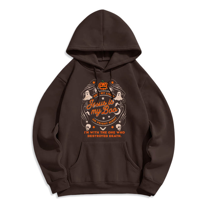 Christianartworkshop Jesus is My Boo with Holy Ghost Style Fleece Lined Polyester Hoodie - Brown - 2XL - image 4