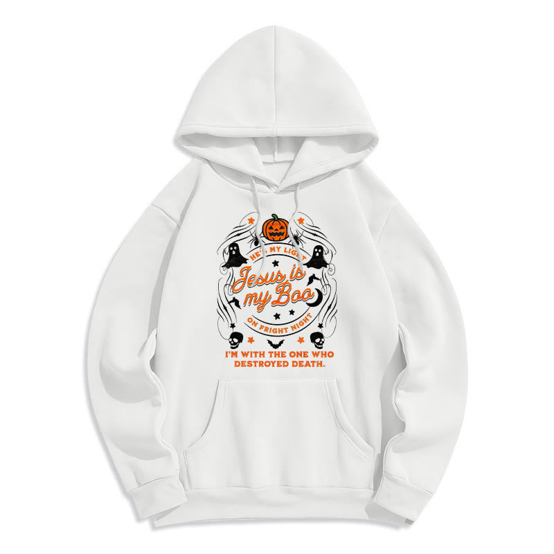 Christianartworkshop Jesus is My Boo with Holy Ghost Style Fleece Lined Polyester Hoodie - White - 2XL - image 1