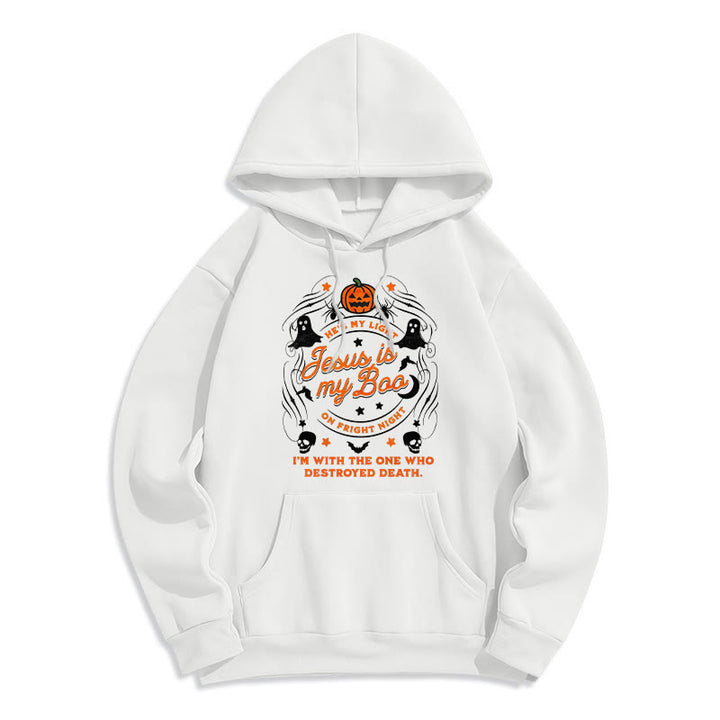Christianartworkshop Jesus is My Boo with Holy Ghost Style Fleece Lined Polyester Hoodie - White - 2XL - image 1