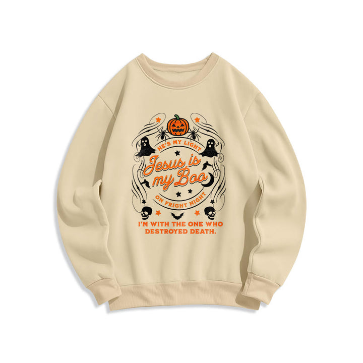 Christianartworkshop Jesus is My Boo with Holy Ghost Style Fleece Lined Polyester Sweatshirt - Beige - 2XL - image 3