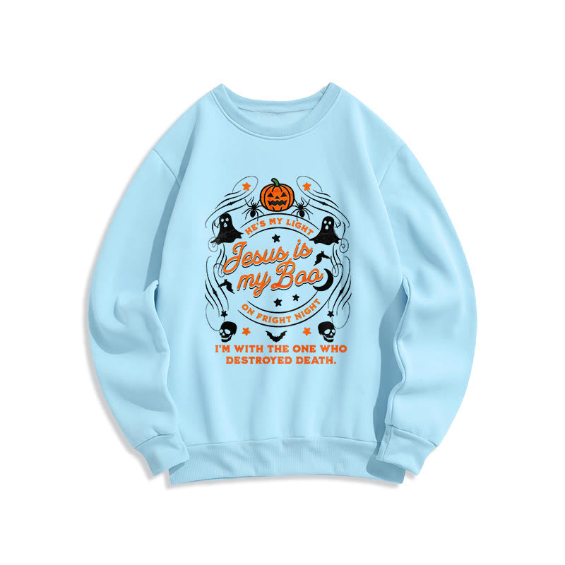 Christianartworkshop Jesus is My Boo with Holy Ghost Style Fleece Lined Polyester Sweatshirt - Blue - 2XL - image 4