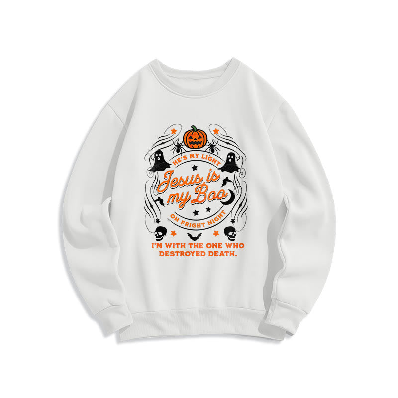 Christianartworkshop Jesus is My Boo with Holy Ghost Style Fleece Lined Polyester Sweatshirt - White - 2XL - image 1