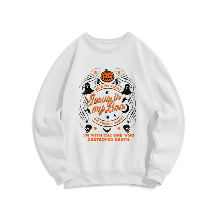 Christianartworkshop Jesus is My Boo with Holy Ghost Style Fleece Lined Polyester Sweatshirt - White - 2XL - image 1