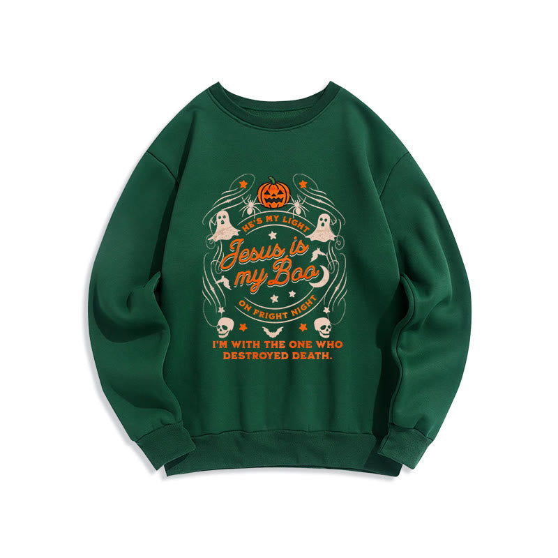 Christianartworkshop Jesus is My Boo with Holy Ghost Style Fleece Lined Polyester Sweatshirt - Green - 2XL - image 6