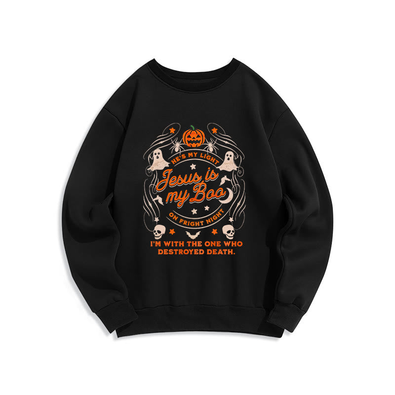 Christianartworkshop Jesus is My Boo with Holy Ghost Style Fleece Lined Polyester Sweatshirt - Black - 2XL - image 5