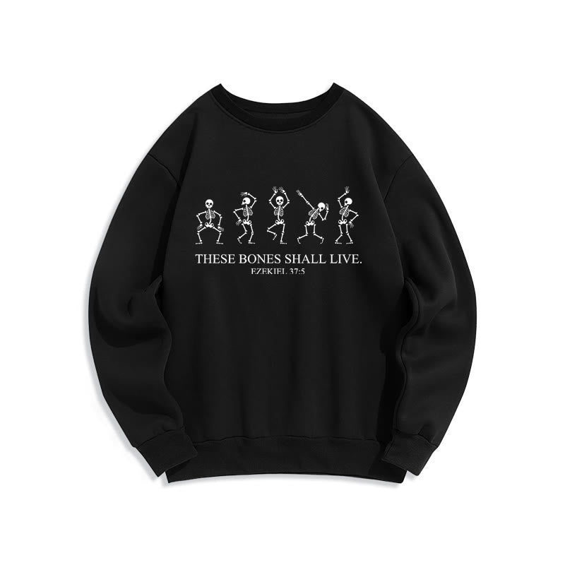 Christianartworkshop These Bones Shall Live Dance of Faith Fleece Lined Polyester Sweatshirt - Black - 2XL - image 1