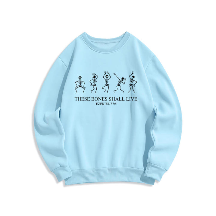 Christianartworkshop These Bones Shall Live Dance of Faith Fleece Lined Polyester Sweatshirt - Blue - 2XL - image 5