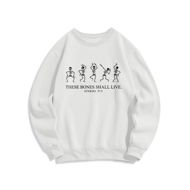 Christianartworkshop These Bones Shall Live Dance of Faith Fleece Lined Polyester Sweatshirt - White - 2XL - image 1