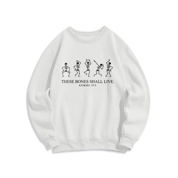 Christianartworkshop These Bones Shall Live Dance of Faith Fleece Lined Polyester Sweatshirt - White - 2XL - image 1