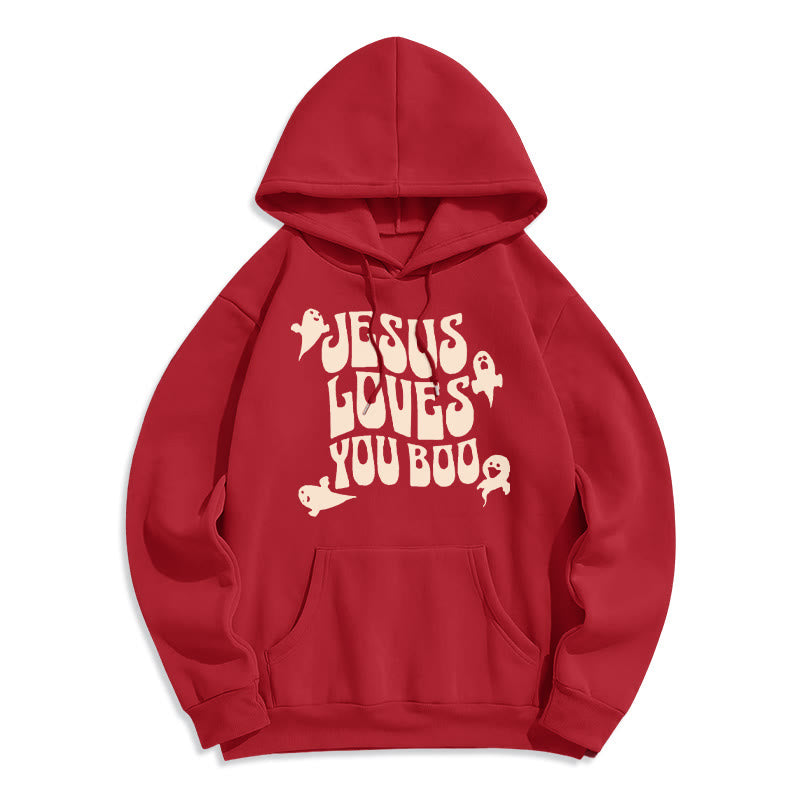 Christianartworkshop Jesus Loves You Boo Fleece Lined Polyester Hoodie - Red - 2XL - image 4
