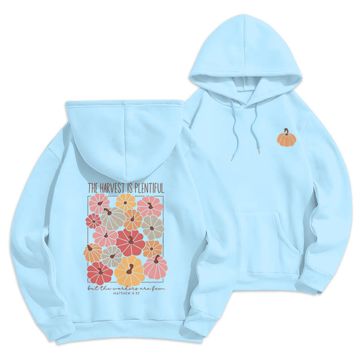 Christianartworkshop Harvest Grace in Every Pumpkin Fleece Lined Polyester Hoodie - Blue - 2XL - image 4