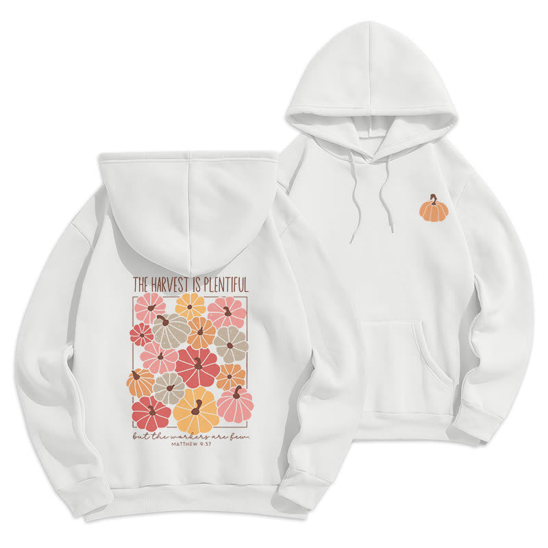 Christianartworkshop Harvest Grace in Every Pumpkin Fleece Lined Polyester Hoodie - White - 2XL - image 1