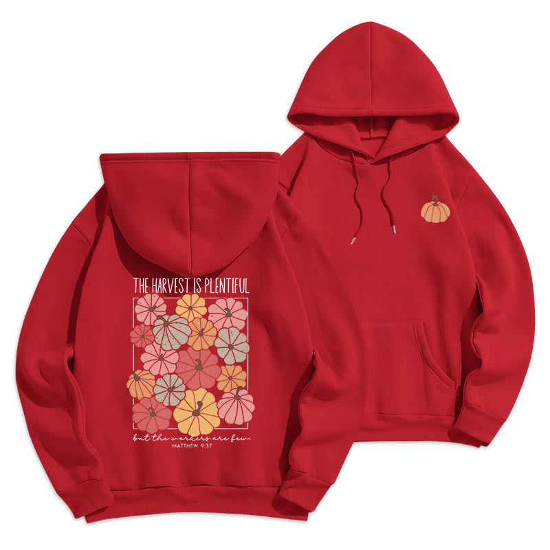Christianartworkshop Harvest Grace in Every Pumpkin Fleece Lined Polyester Hoodie - Red - 2XL - image 9