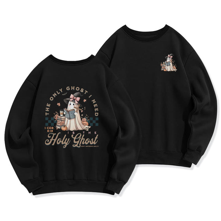 Christianartworkshop Holy Ghost Witchy Chic Fleece Lined Polyester Sweatshirt - Black - 2XL - image 5