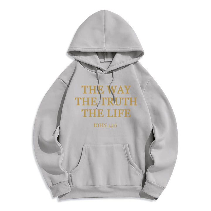 Christianartworkshop The Way The Truth The Life Scripture Fleece Lined Polyester Hoodie - Grey - 2XL - image 6