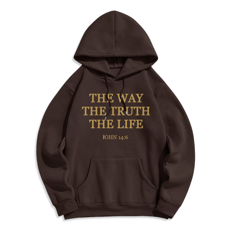 Christianartworkshop The Way The Truth The Life Scripture Fleece Lined Polyester Hoodie - Brown - 2XL - image 9