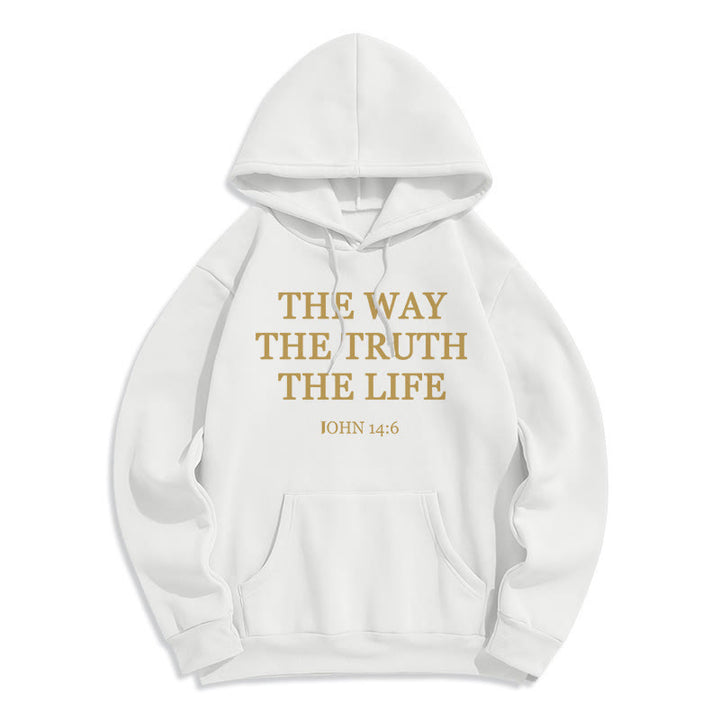 Christianartworkshop The Way The Truth The Life Scripture Fleece Lined Polyester Hoodie - White - 2XL - image 3