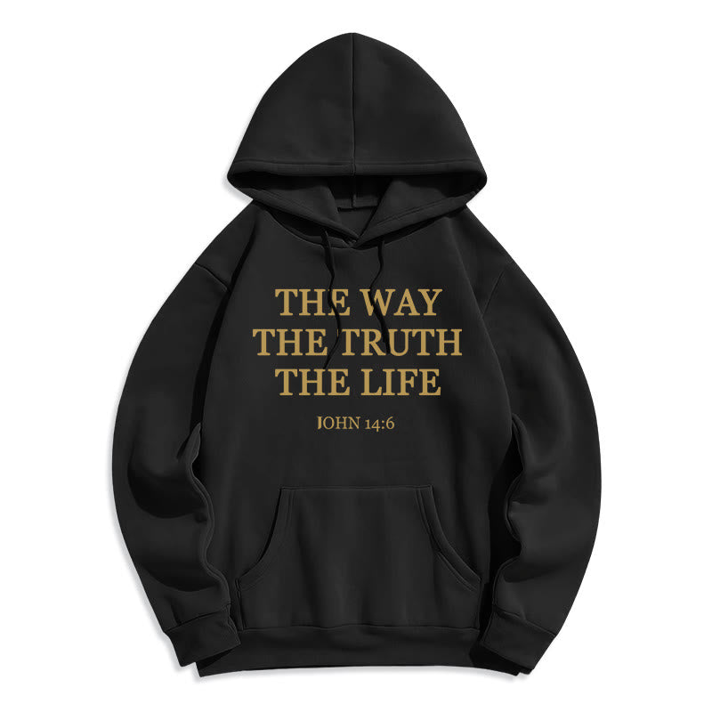 Christianartworkshop The Way The Truth The Life Scripture Fleece Lined Polyester Hoodie - Black - 2XL - image 0