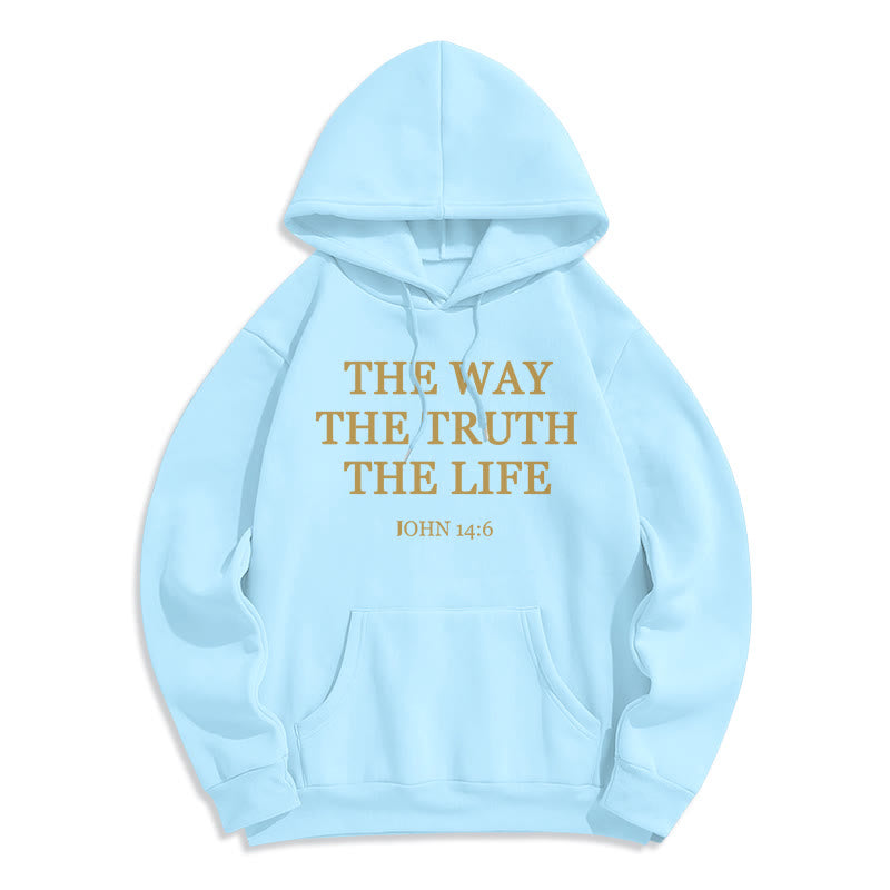 Christianartworkshop The Way The Truth The Life Scripture Fleece Lined Polyester Hoodie - Blue - 2XL - image 4