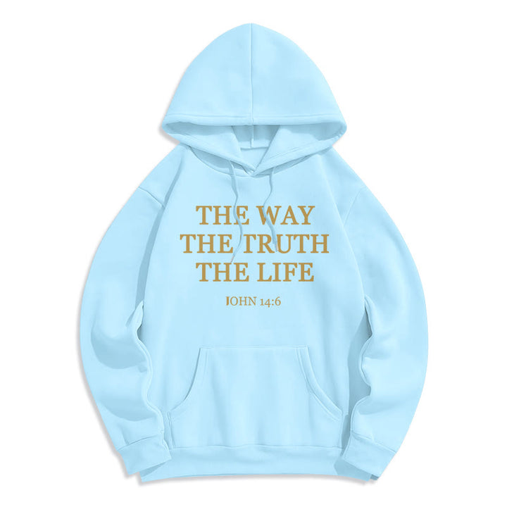 Christianartworkshop The Way The Truth The Life Scripture Fleece Lined Polyester Hoodie - Blue - 2XL - image 4