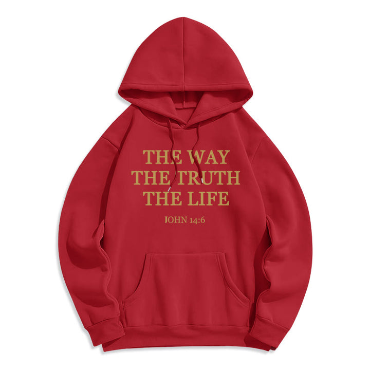 Christianartworkshop The Way The Truth The Life Scripture Fleece Lined Polyester Hoodie - Red - 2XL - image 7