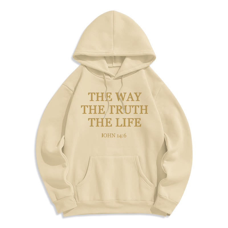 Christianartworkshop The Way The Truth The Life Scripture Fleece Lined Polyester Hoodie - Beige - 2XL - image 5