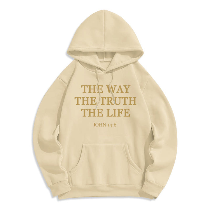Christianartworkshop The Way The Truth The Life Scripture Fleece Lined Polyester Hoodie - Beige - 2XL - image 5