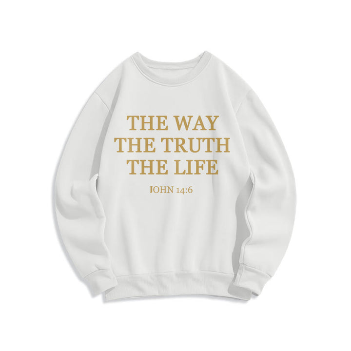 Christianartworkshop The Way The Truth The Life Scripture Fleece Lined Polyester Sweatshirt - White - 2XL - image 3
