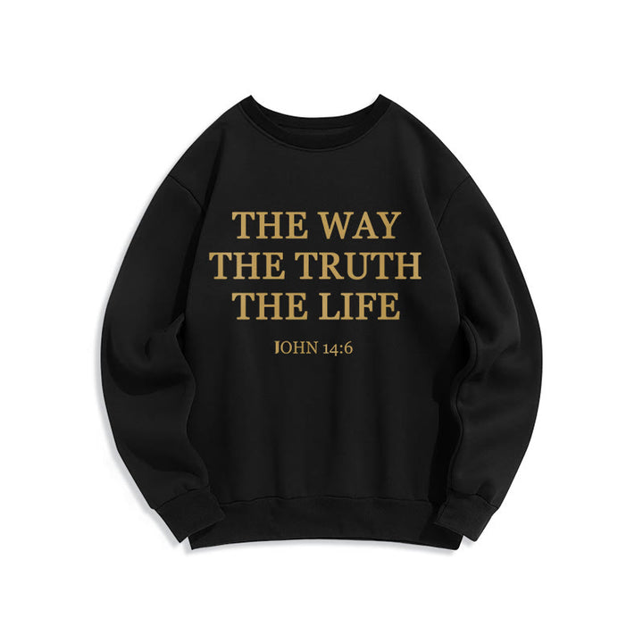 Christianartworkshop The Way The Truth The Life Scripture Fleece Lined Polyester Sweatshirt - Black - 2XL - image 0