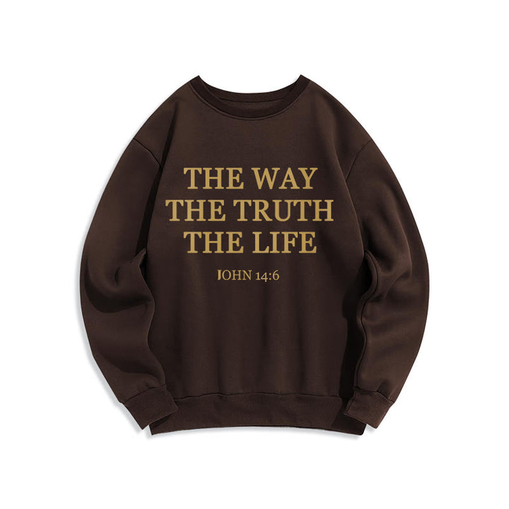 Christianartworkshop The Way The Truth The Life Scripture Fleece Lined Polyester Sweatshirt - Brown - 2XL - image 5
